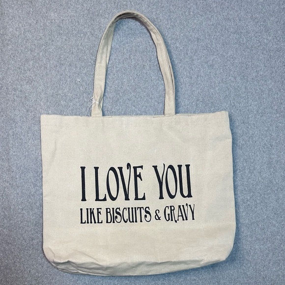 Canvas bag with “I Love You Like Biscuits & Gravy” Southern Saying - Picture 2 of 8